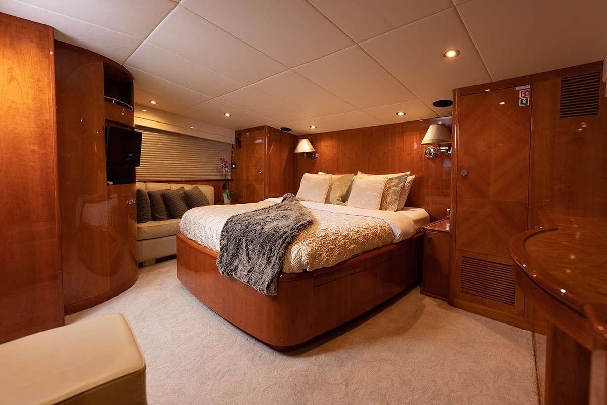 a large bed in a room aboard ENDLESS SUN Yacht for Charter