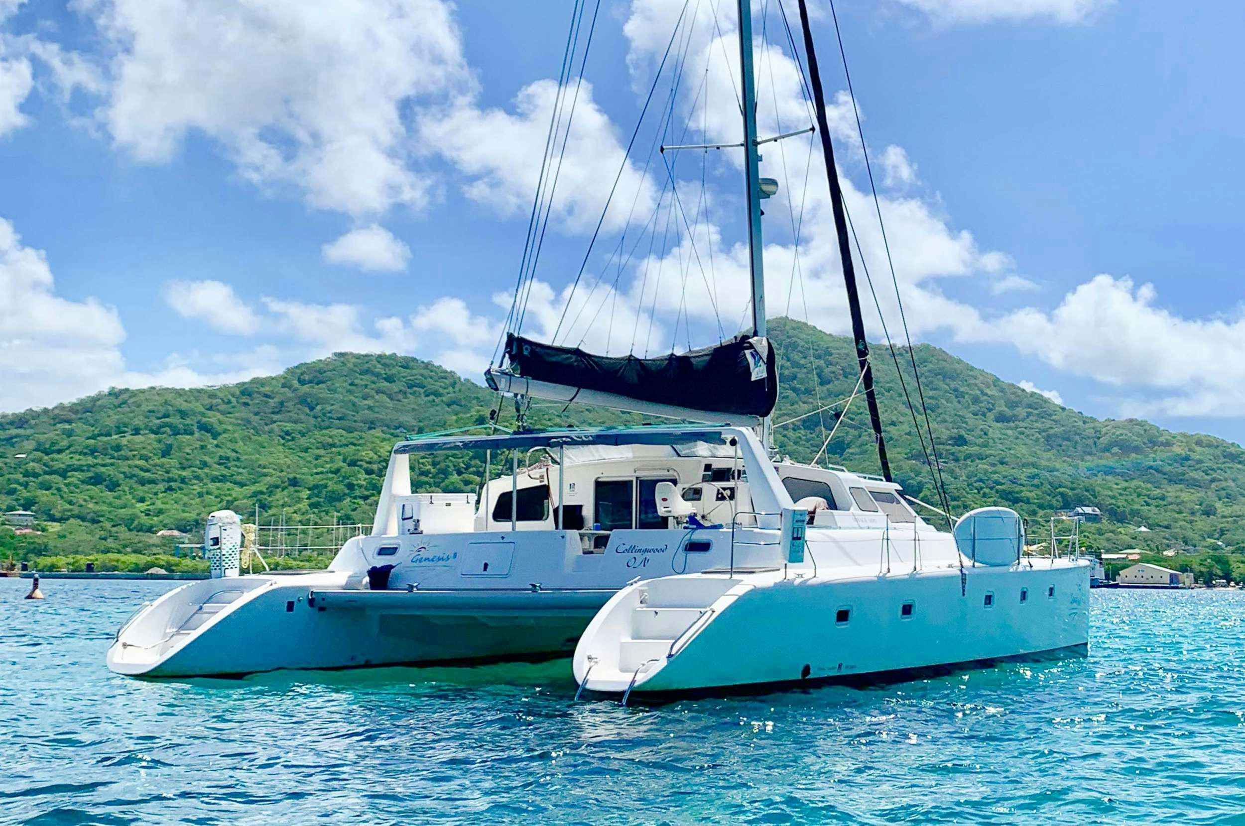 a boat in the water aboard Genesis II Yacht for Charter