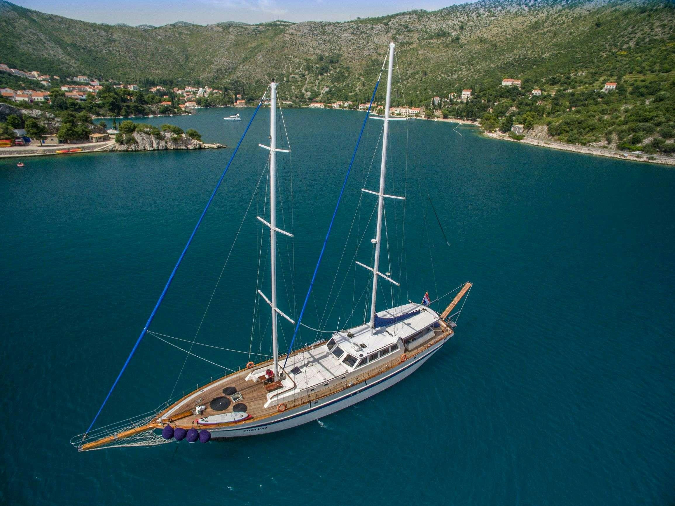 a boat on the water aboard FORTUNA Yacht for Charter