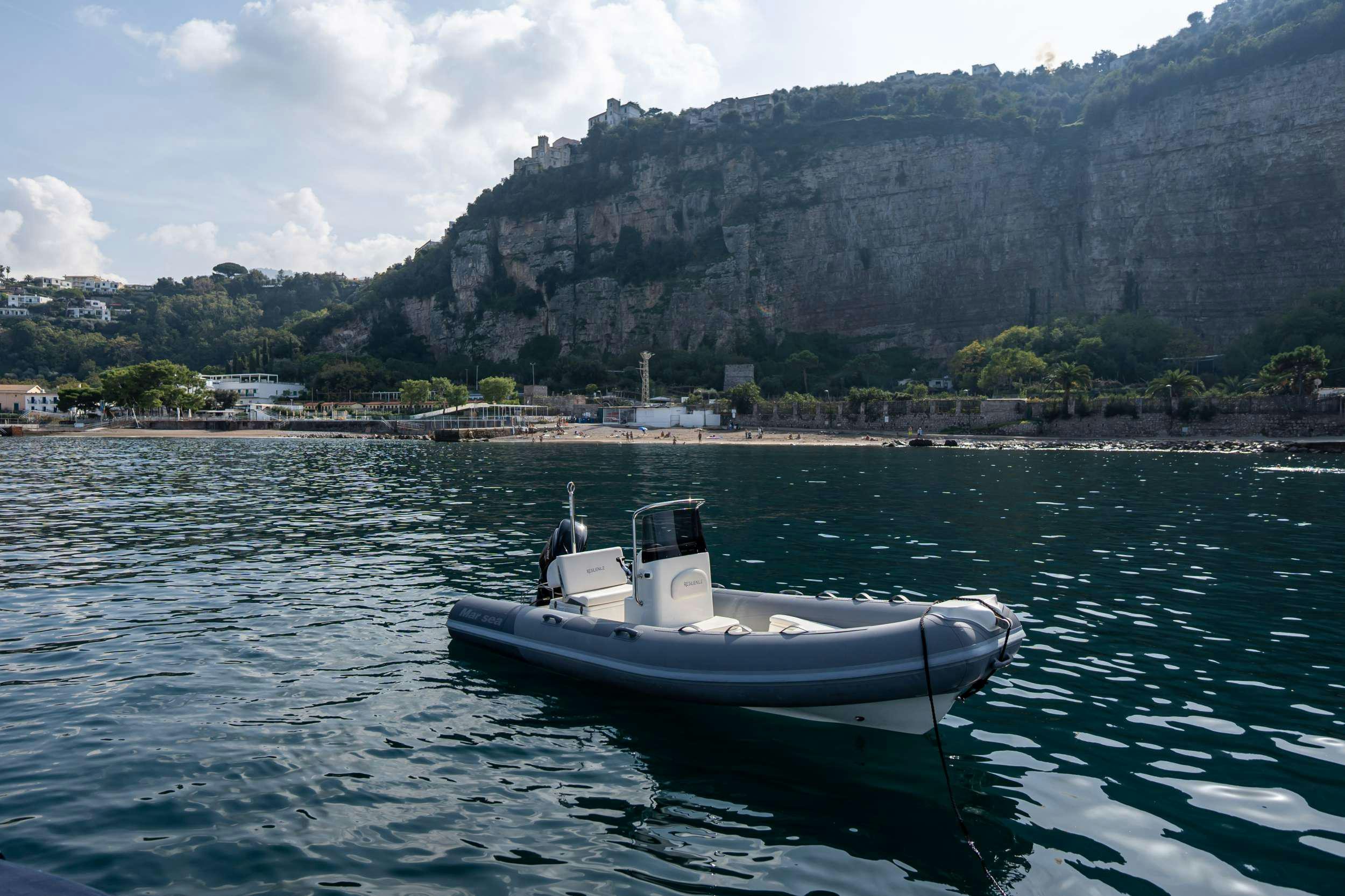 a boat in the water aboard RESILIENCE Yacht for Charter