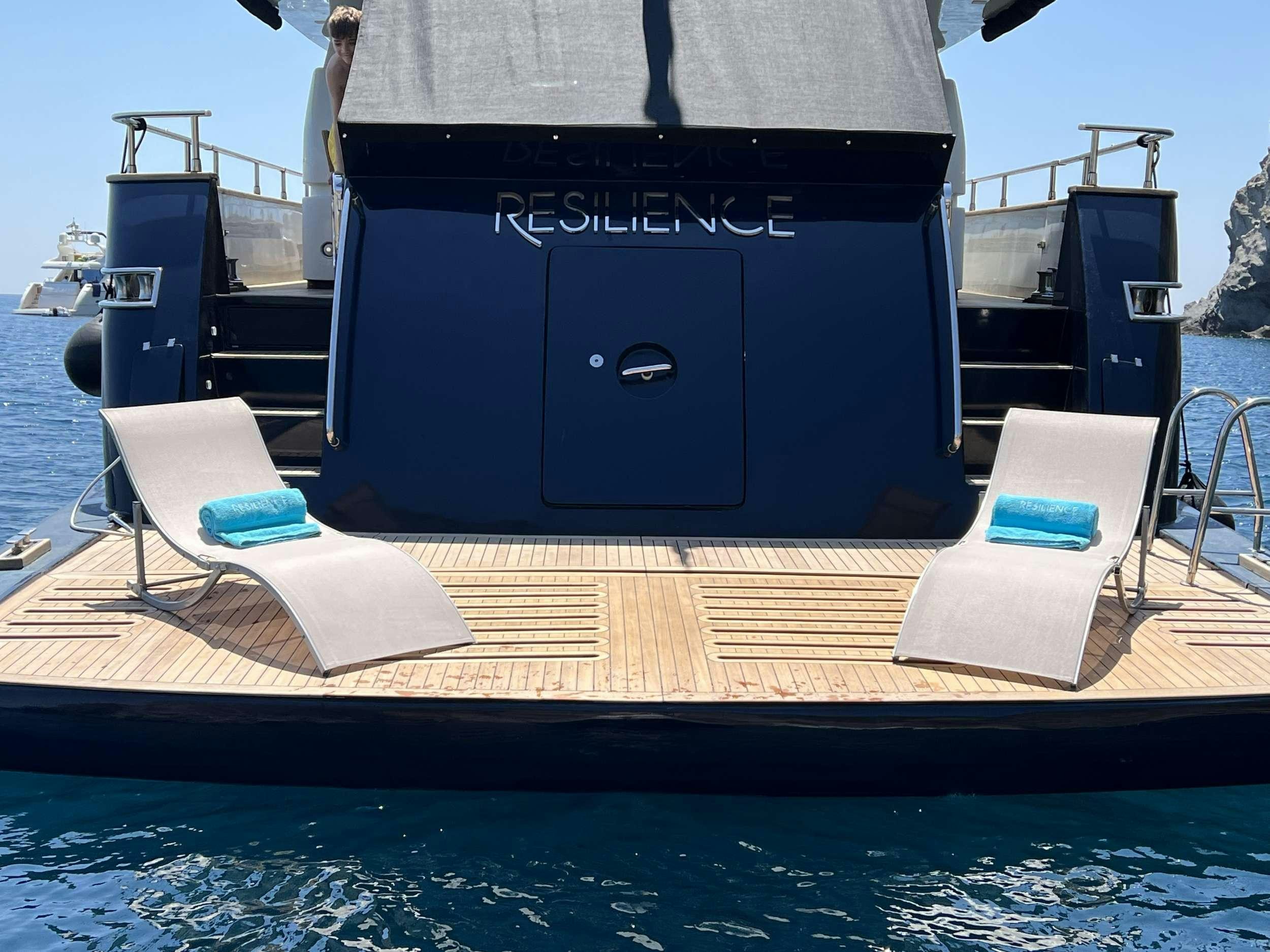 a boat on the water aboard RESILIENCE Yacht for Charter