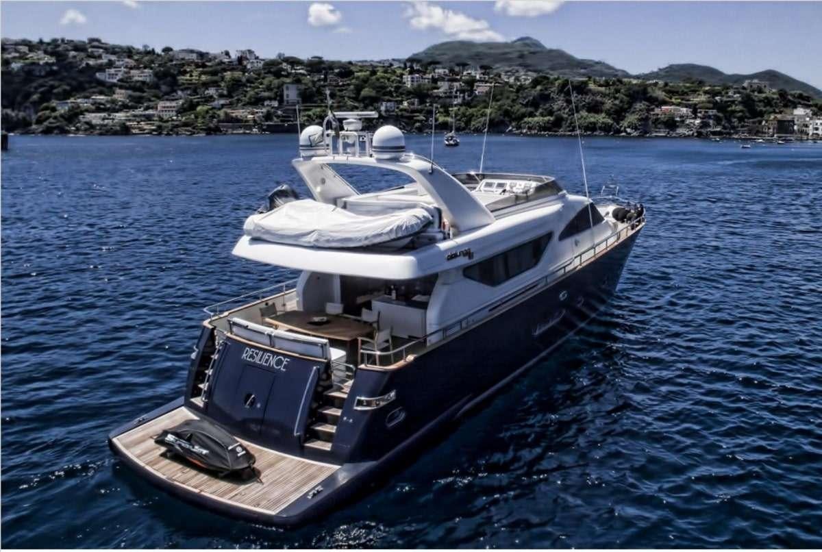 a boat on the water aboard RESILIENCE Yacht for Charter