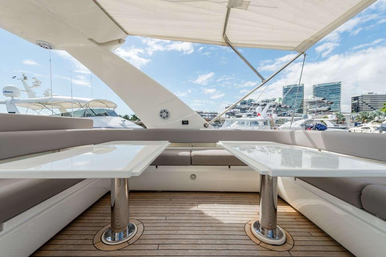 a view of a city from a deck of a plane aboard g5 Yacht for Charter