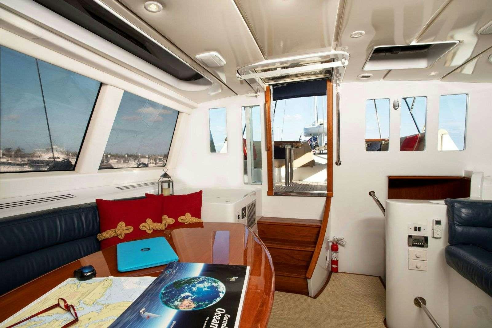 inside of a vehicle aboard FALCON Yacht for Charter