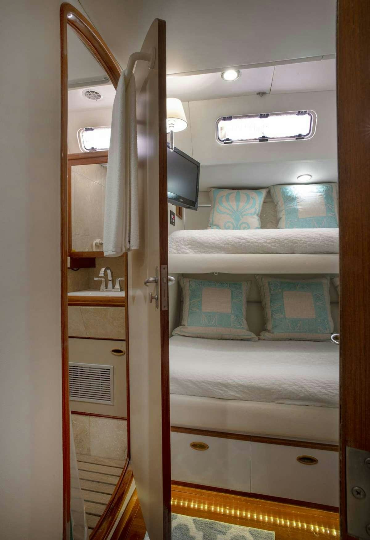 a train with doors and windows aboard FALCON Yacht for Charter