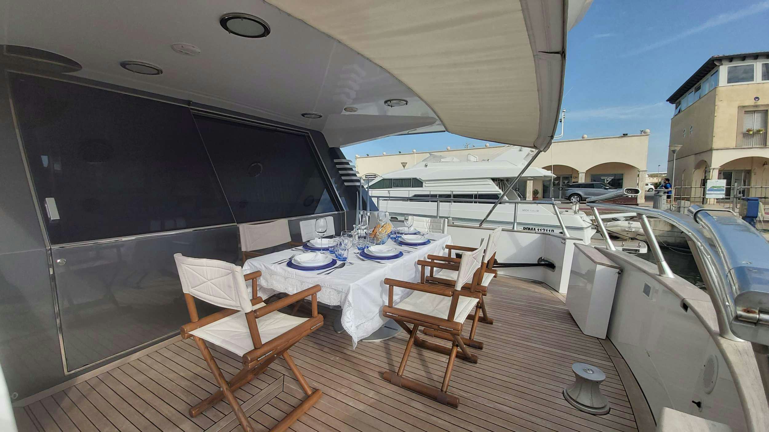a boat on the water aboard San Matteo Yacht for Charter