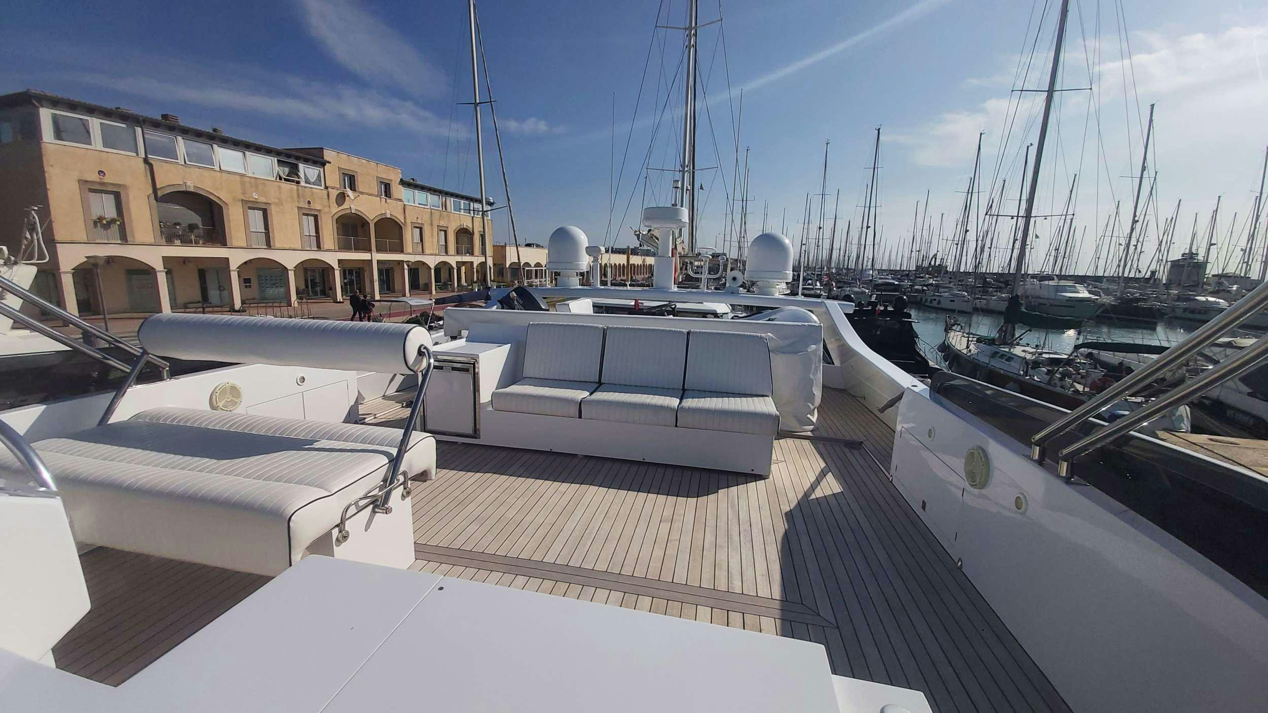 a boat on the water aboard San Matteo Yacht for Charter