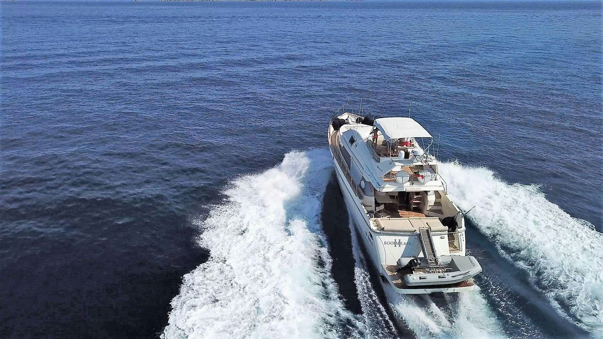 a ship on the water aboard Boomerang II Yacht for Charter