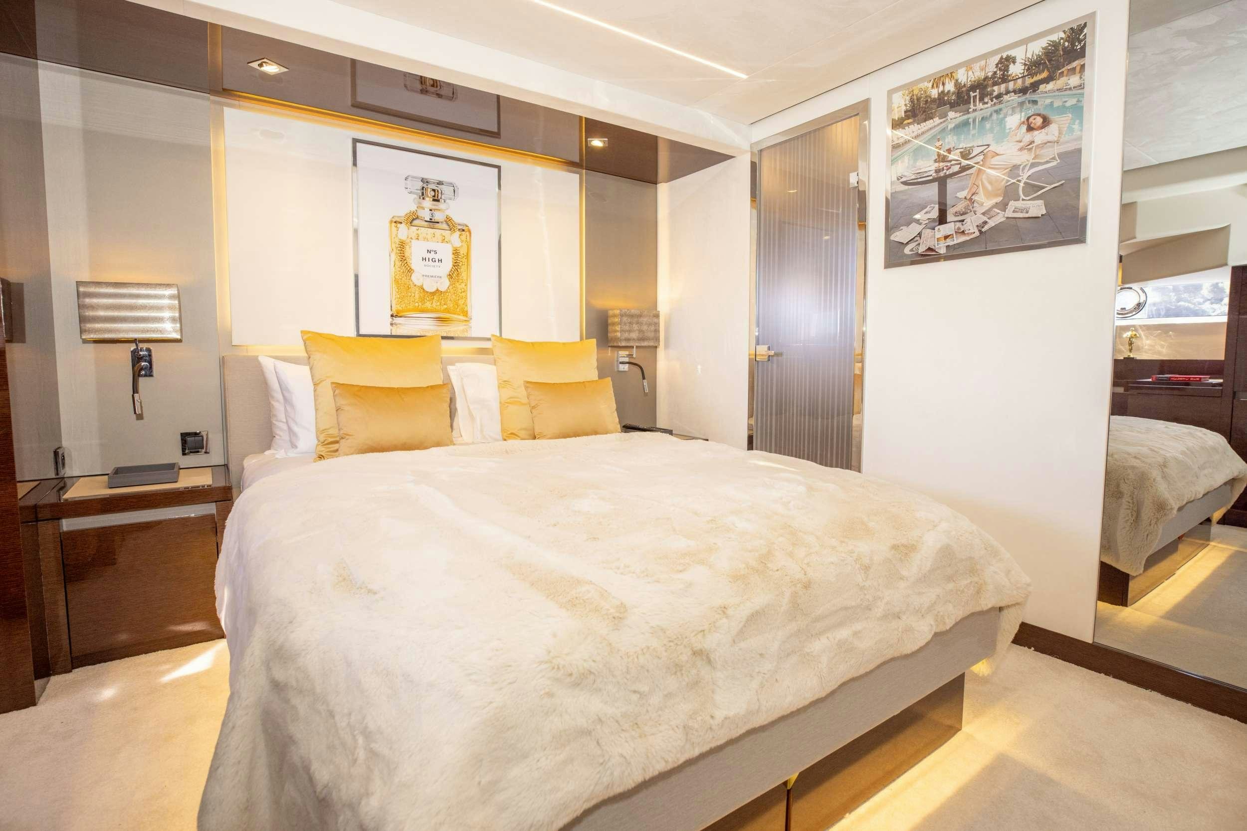 a bed in a hotel room aboard APOLLONIA Yacht for Charter