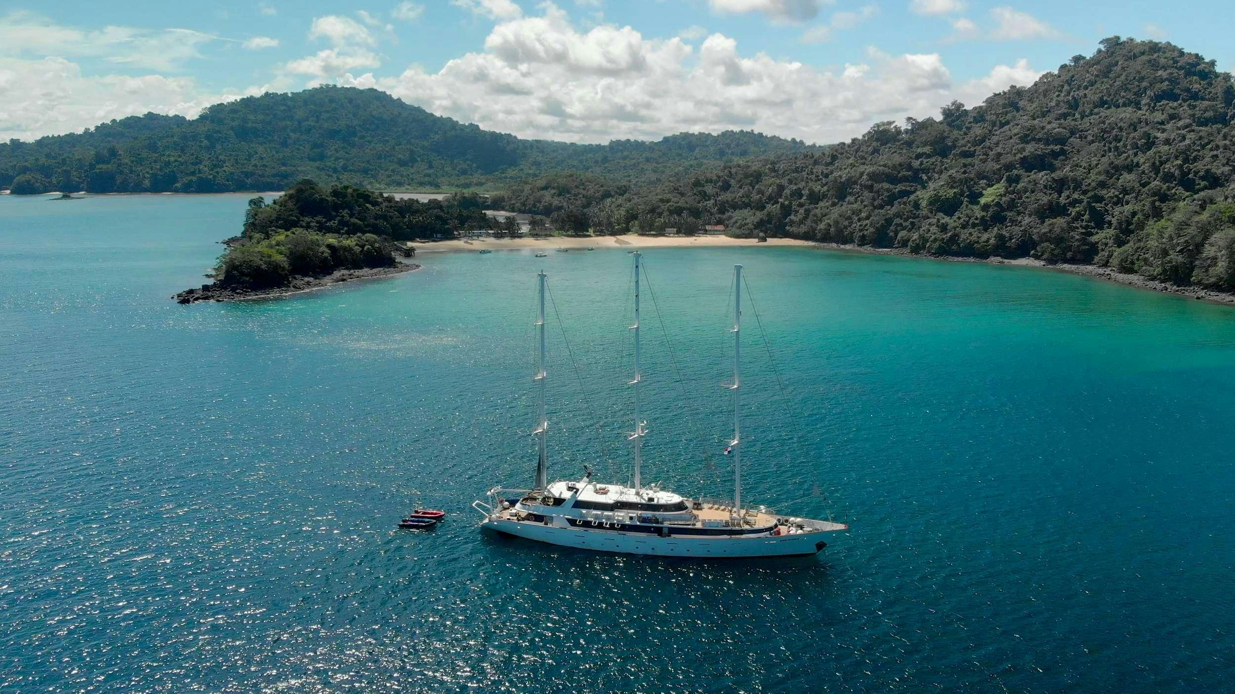 a boat on the water aboard PAN ORAMA Yacht for Charter