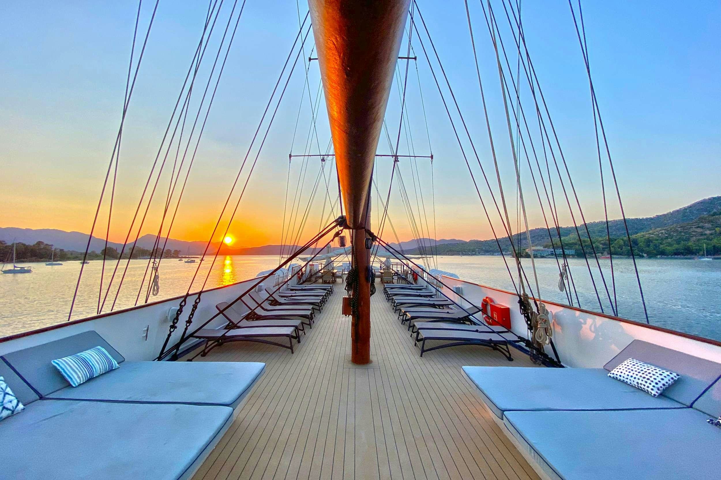 a boat on the water aboard GALILEO Yacht for Charter