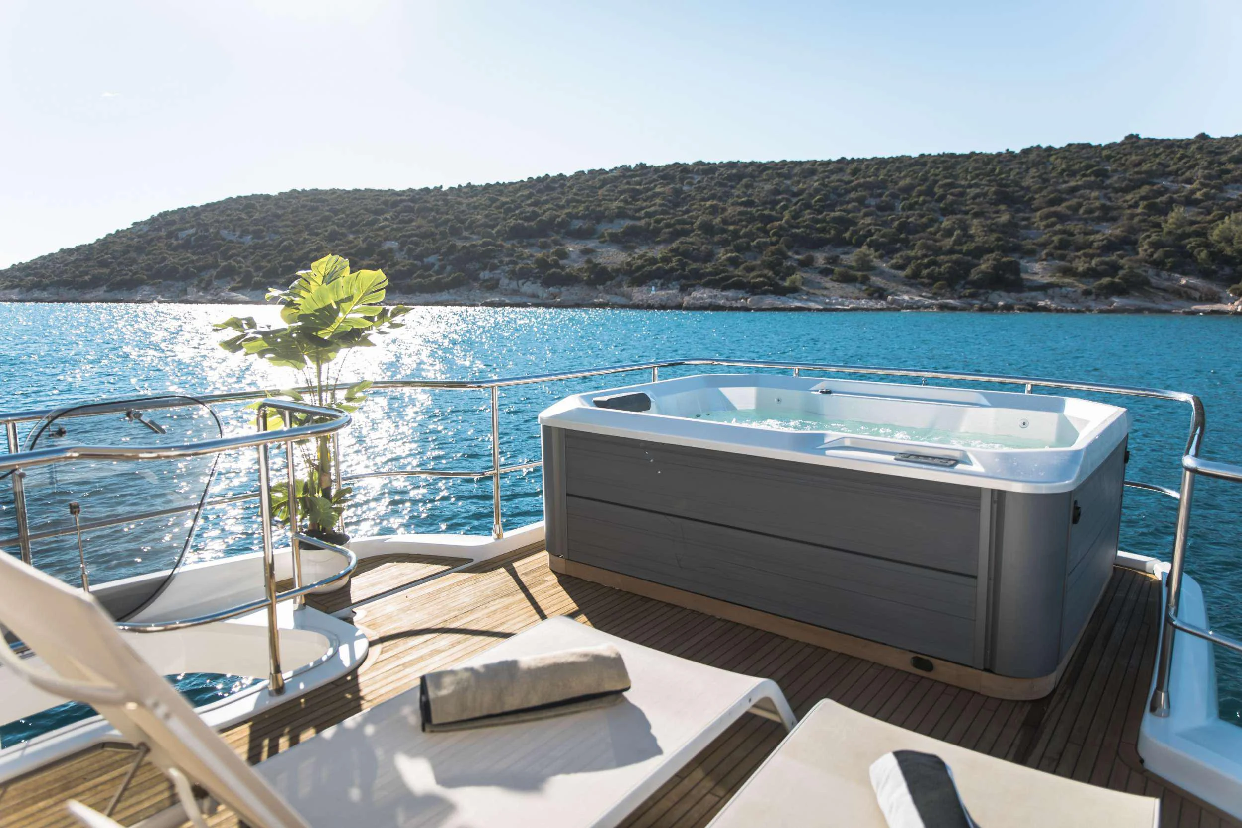 a boat on a deck aboard BOLLINGER Yacht for Charter