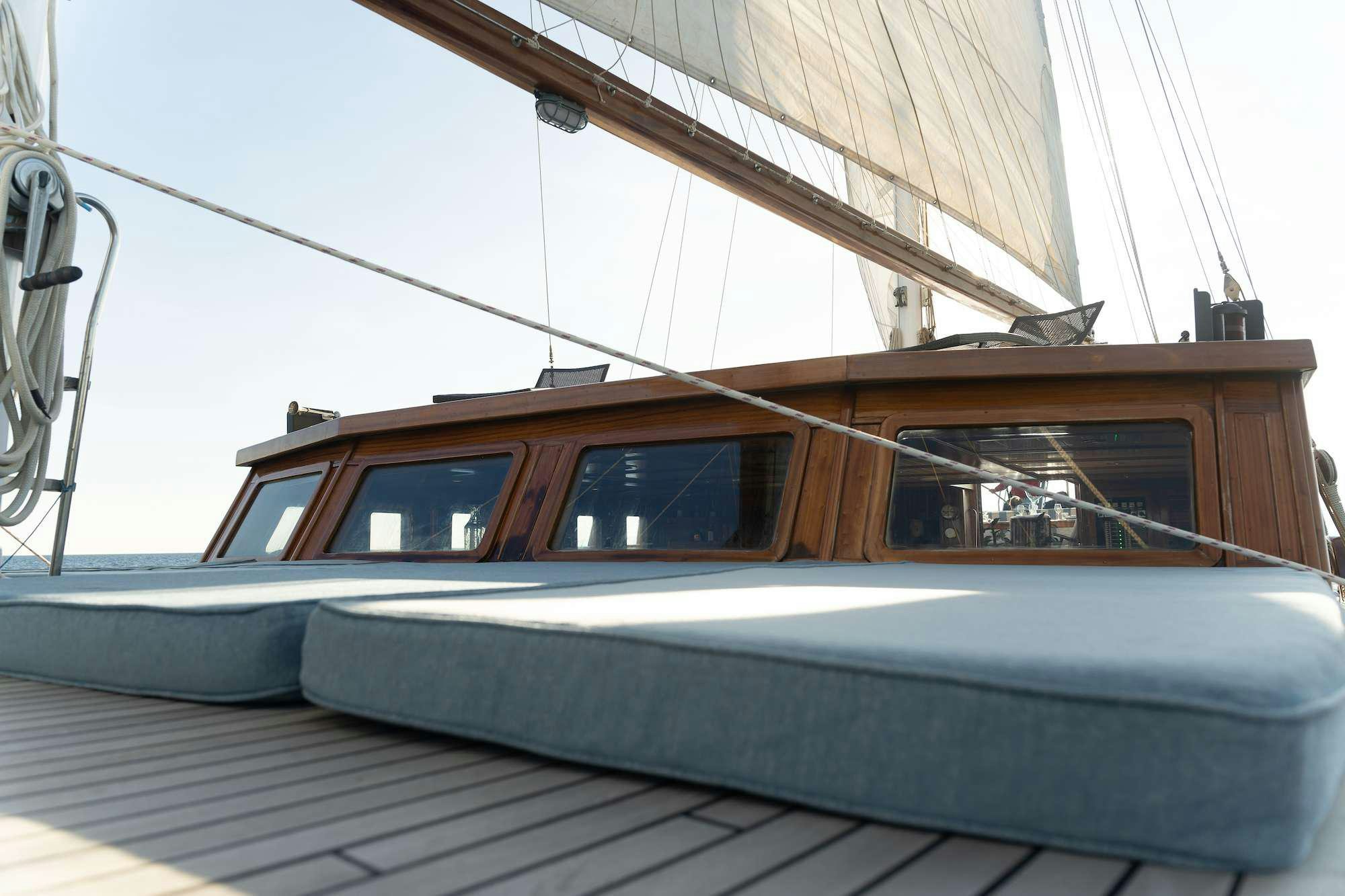 a boat on the water aboard MYRA Yacht for Charter