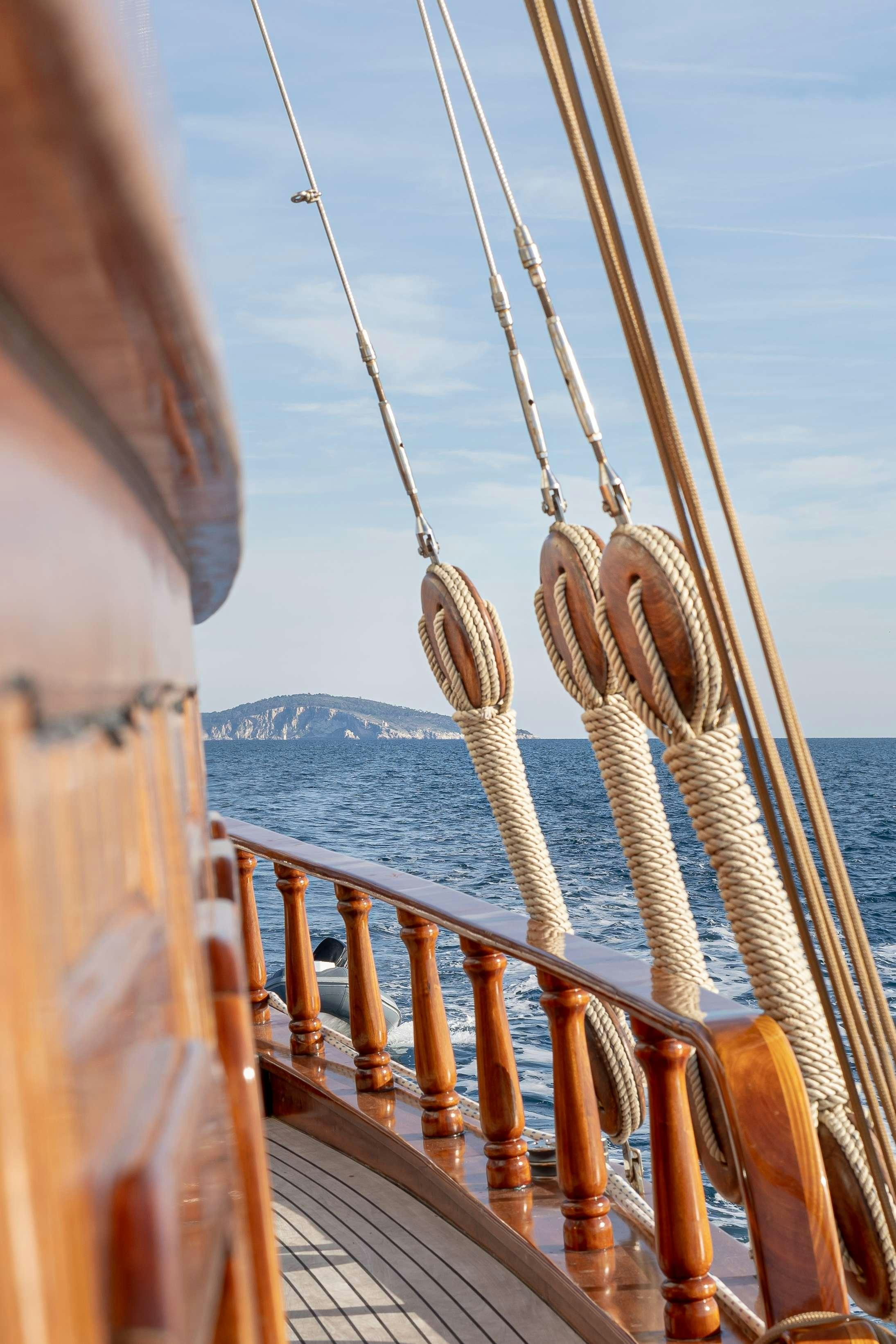 a boat on the water aboard MYRA Yacht for Charter
