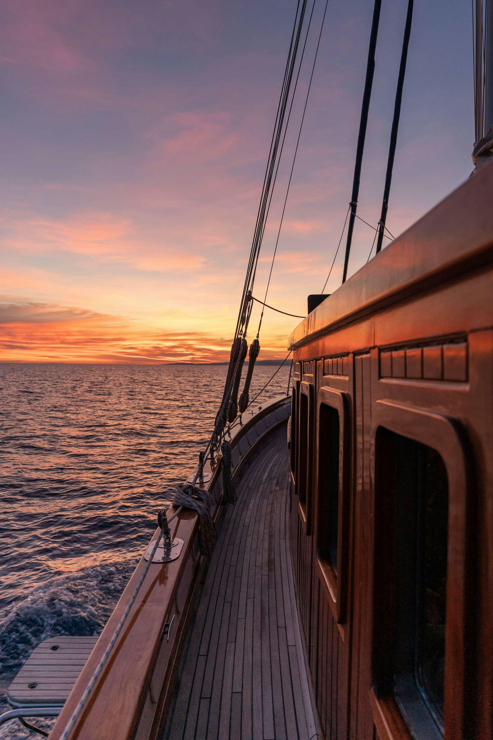a boat on the water aboard MYRA Yacht for Charter