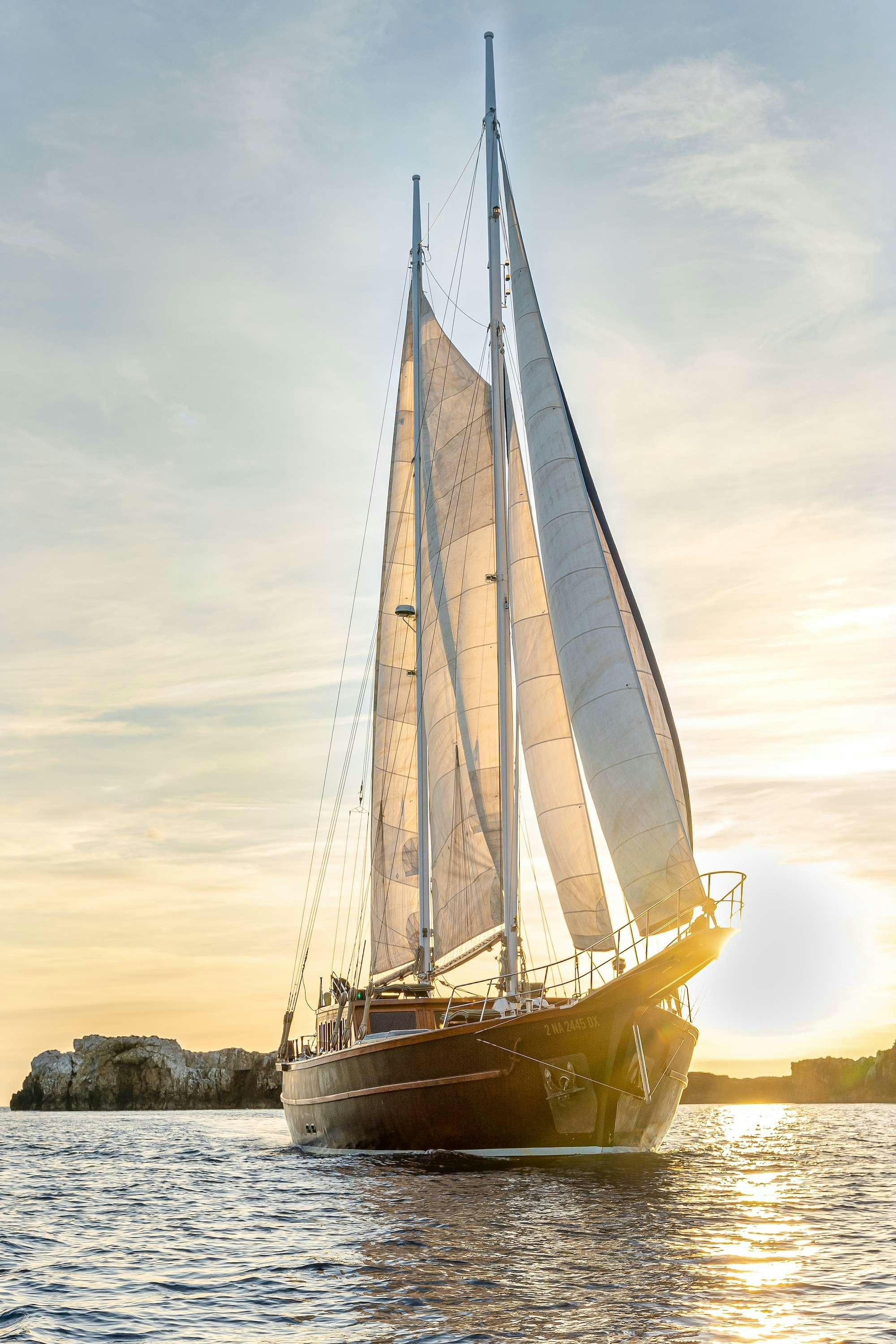 a sailboat on the water aboard MYRA Yacht for Charter