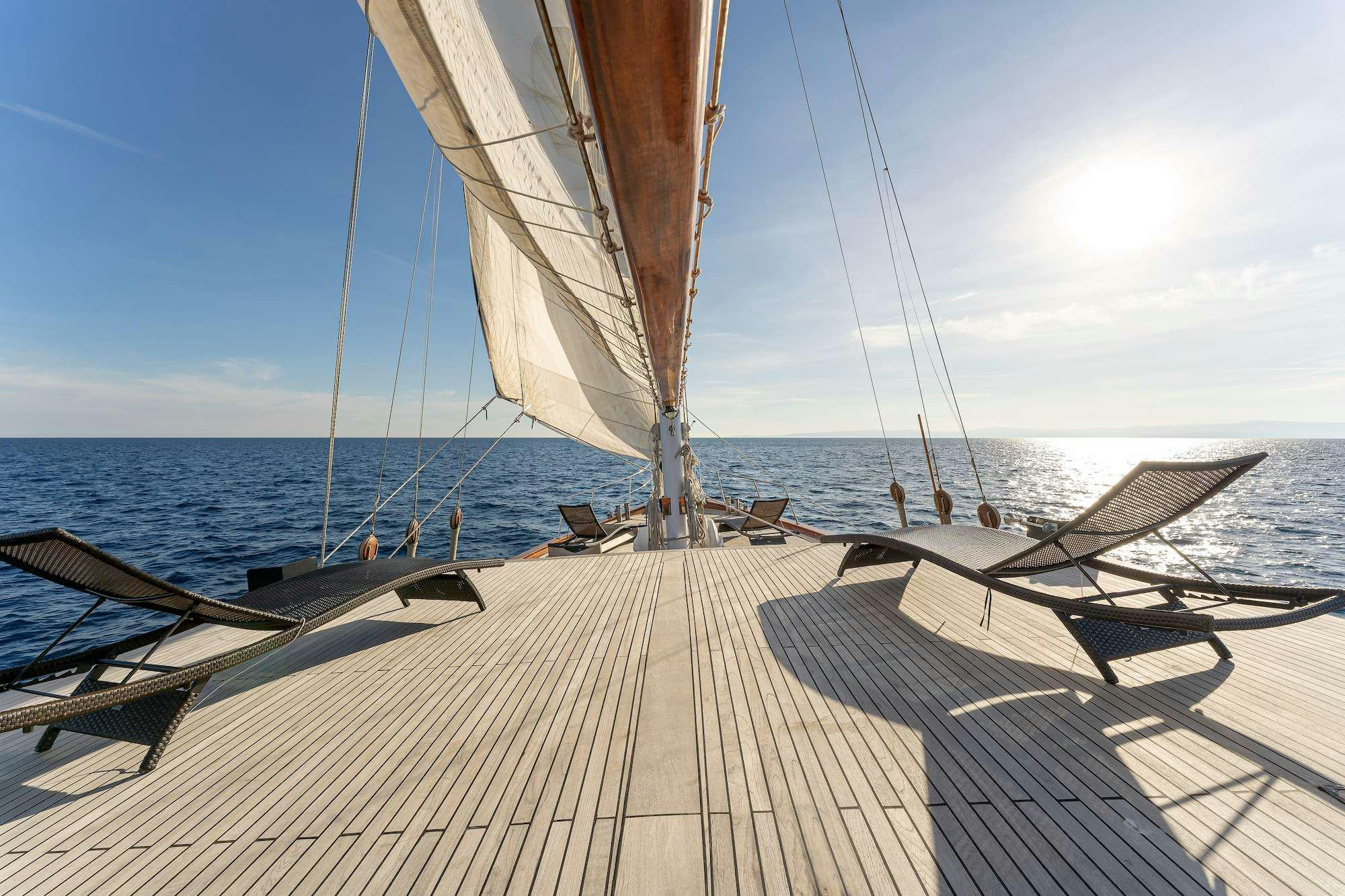 a sailboat on the water aboard MYRA Yacht for Charter
