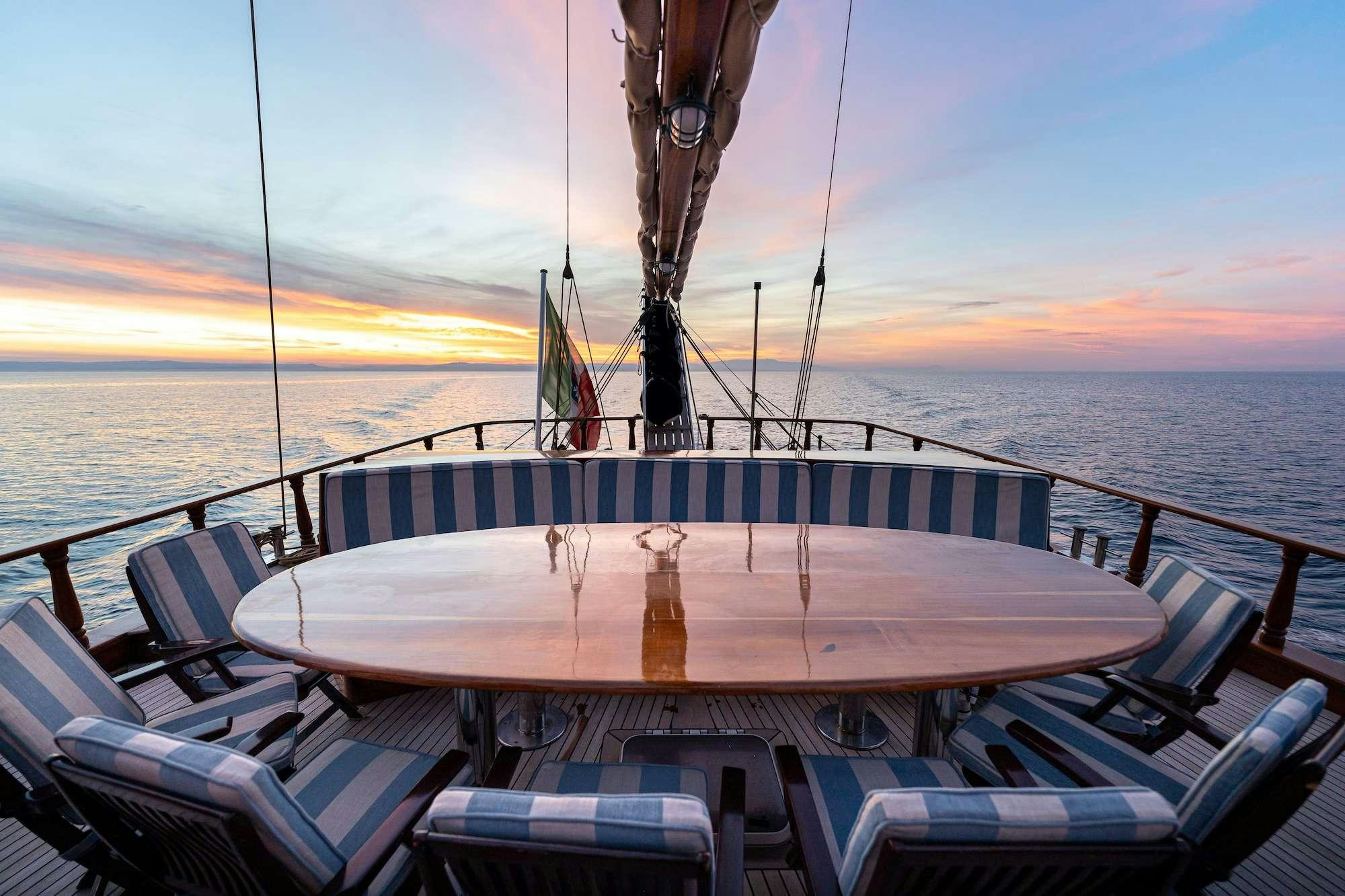 a boat on the water aboard MYRA Yacht for Charter