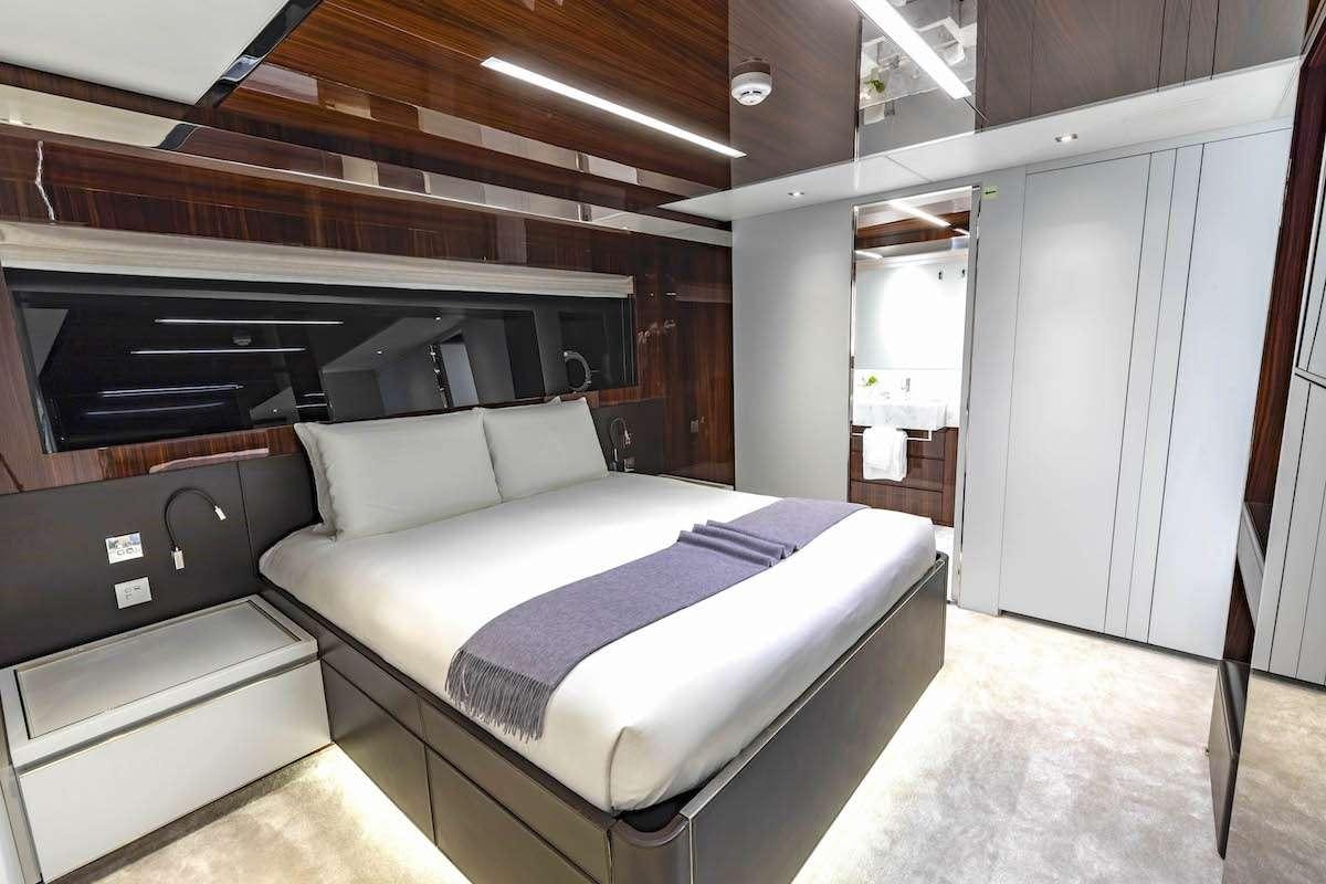a bed in a room aboard TASTY WAVES Yacht for Charter
