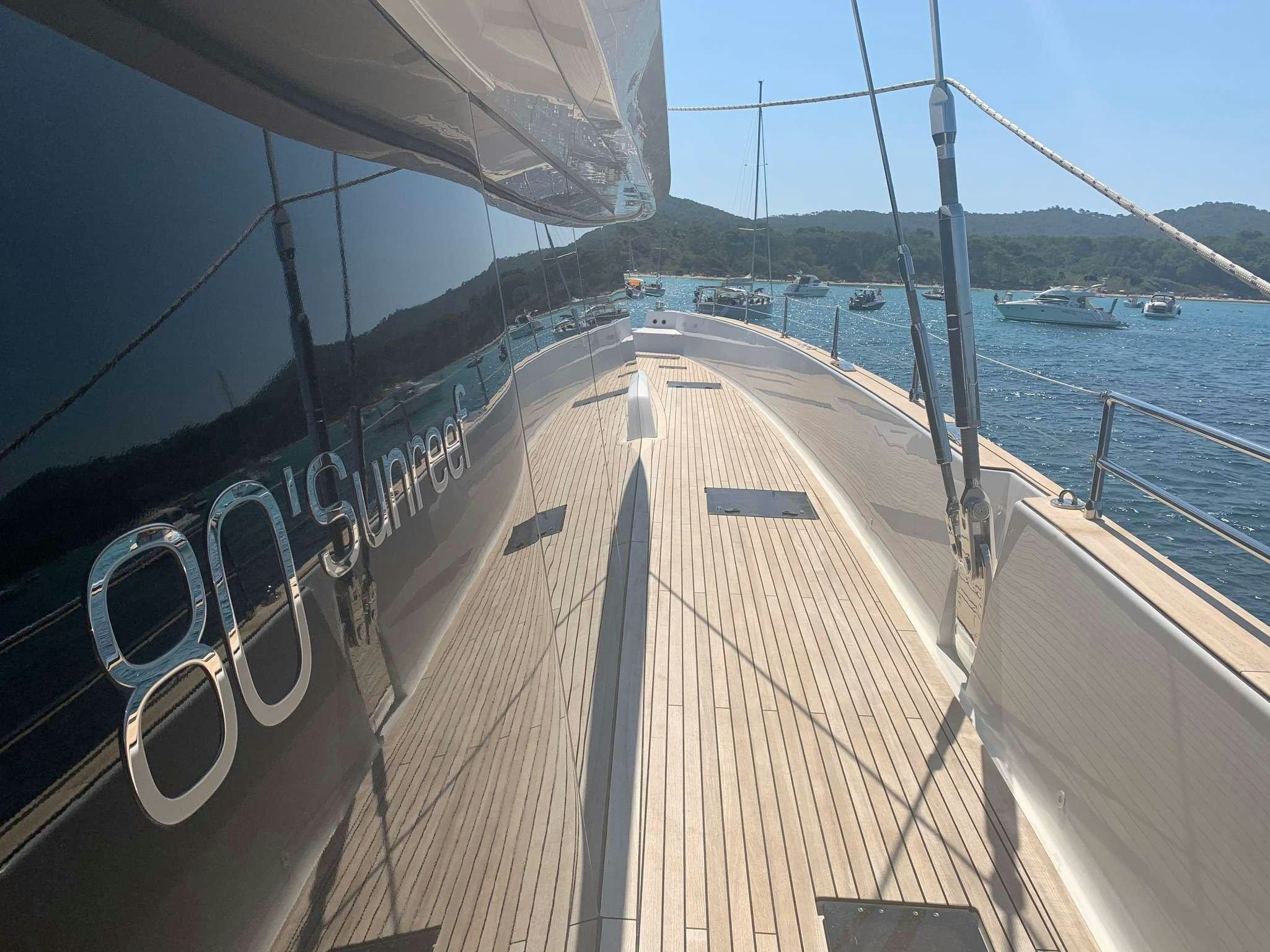 a boat on the water aboard SEACLUSION Yacht for Charter