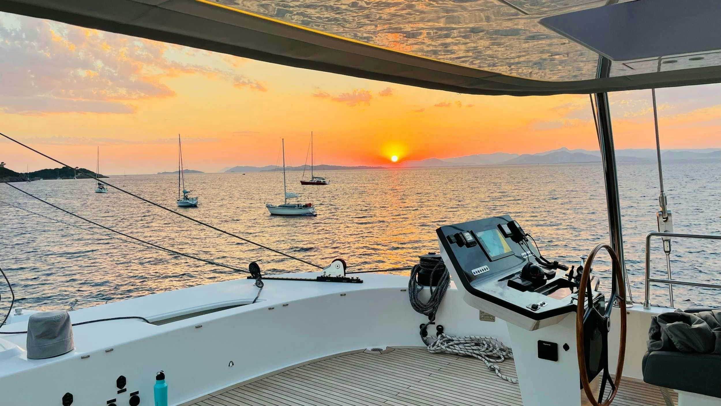 a boat on the water aboard SEACLUSION Yacht for Charter