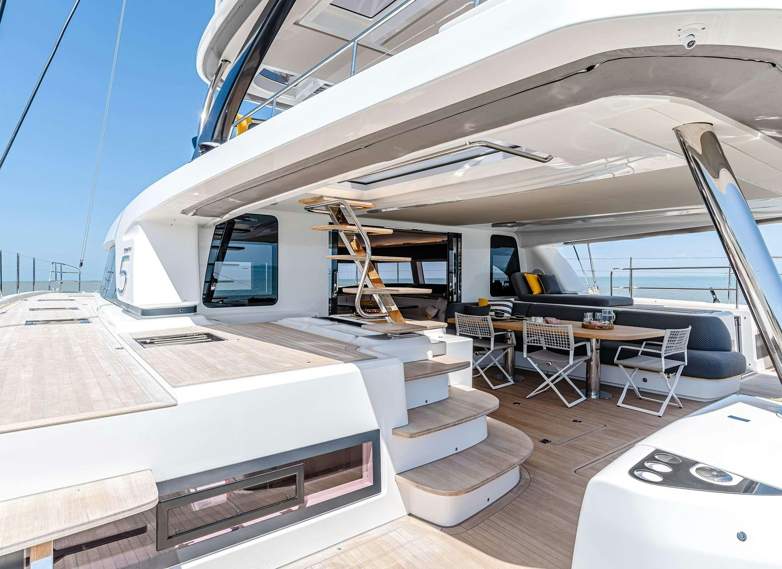 a modern house with a staircase aboard DAIQUIRI Yacht for Charter