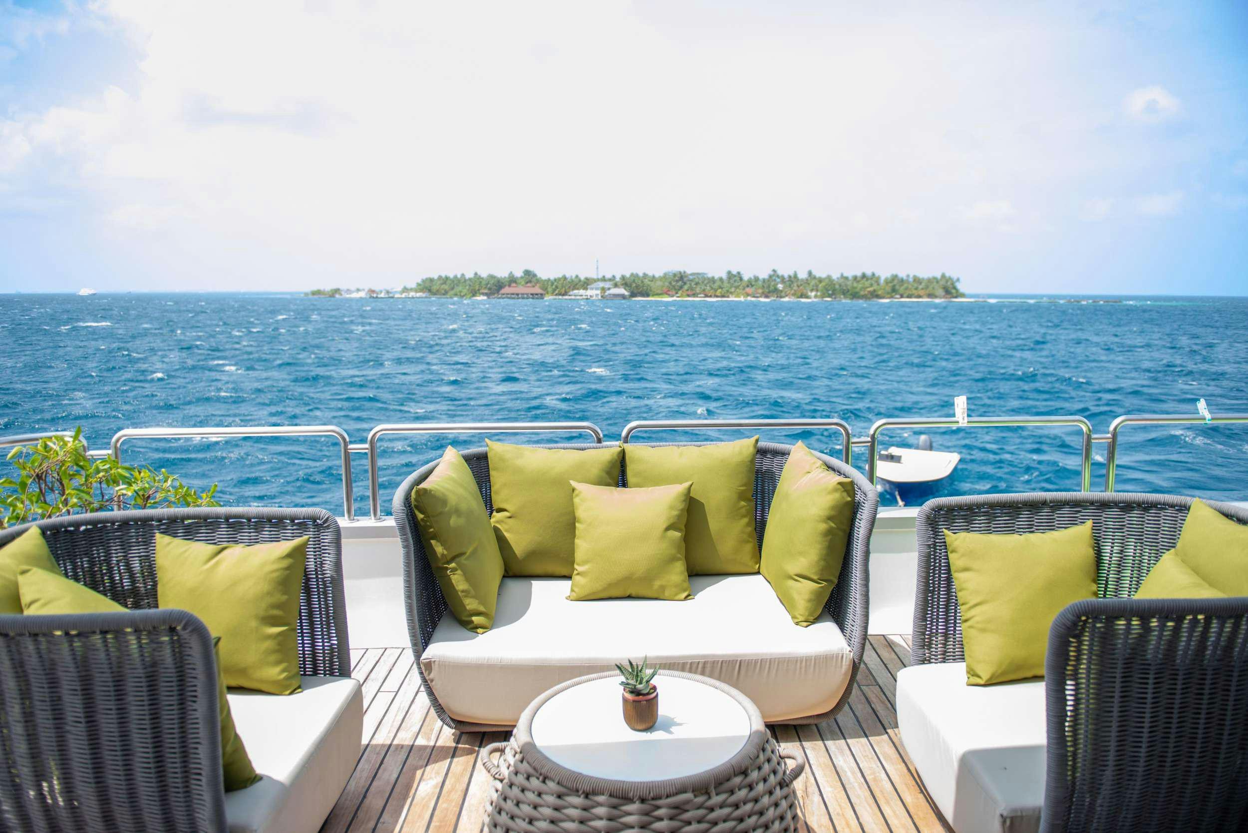 a table on a boat aboard ARK NOBLE Yacht for Charter