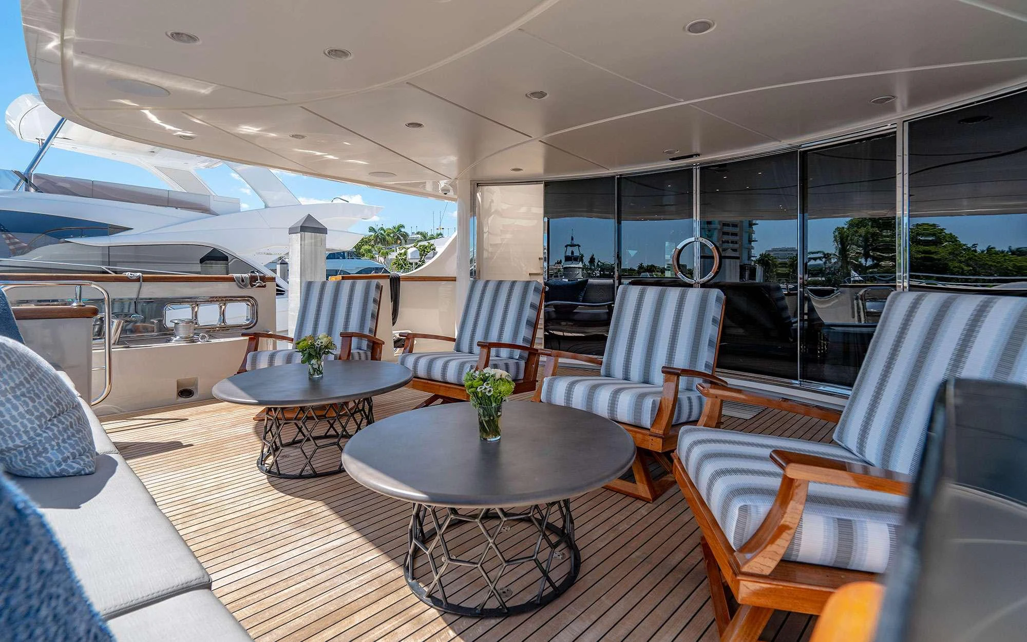 a room with a table and chairs aboard WHY NOT Yacht for Charter