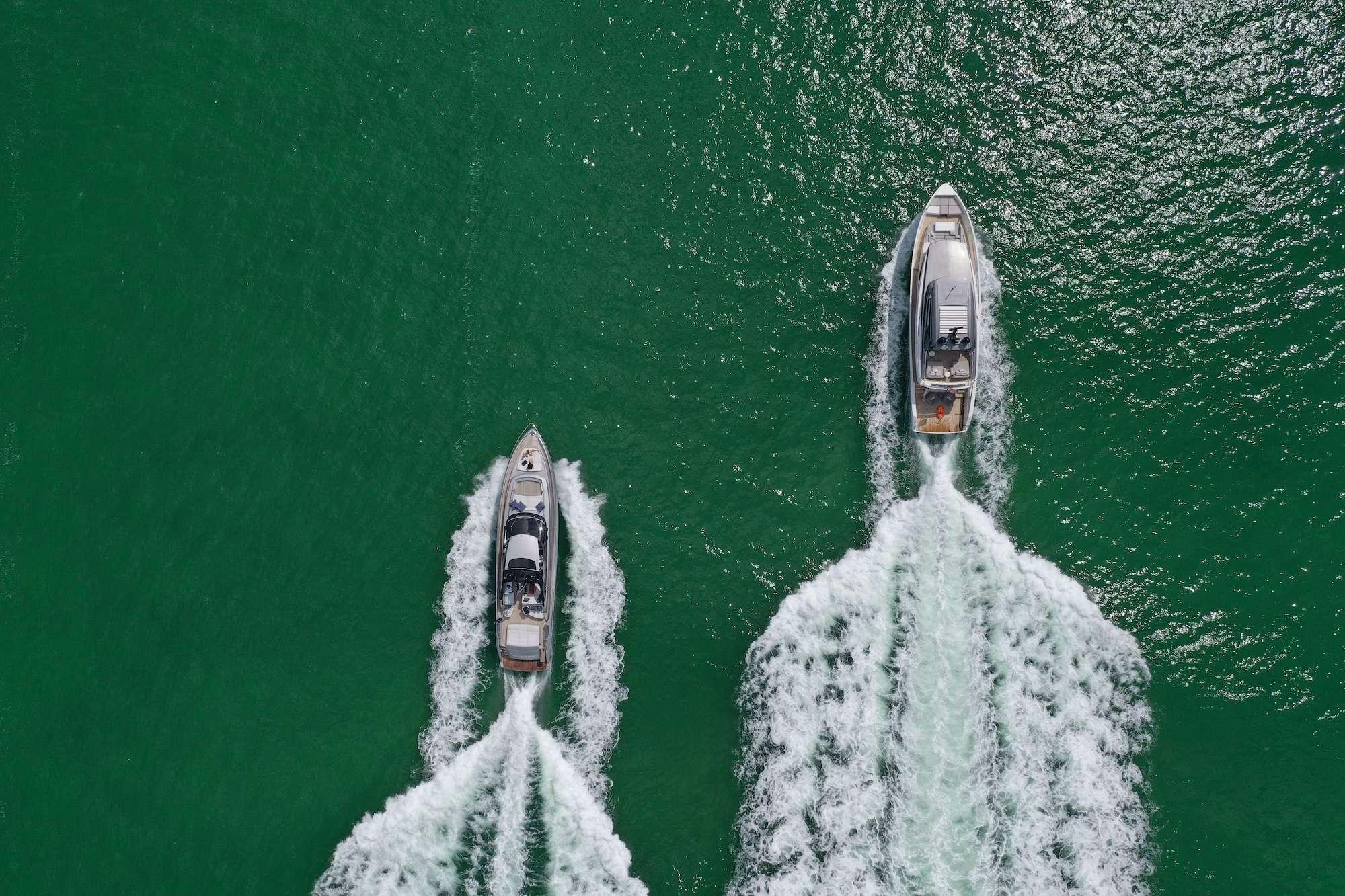 a boat in the water aboard NOT YET Yacht for Charter