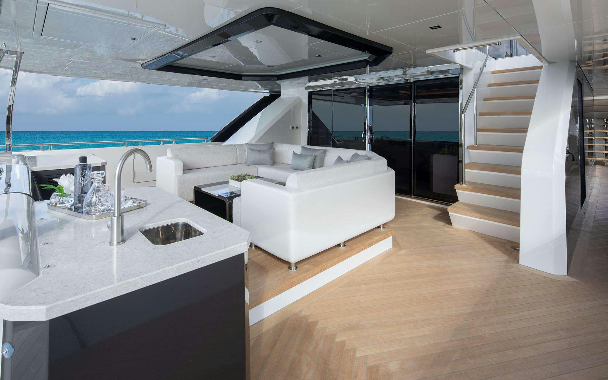 a modern looking kitchen aboard DREAMS Yacht for Charter