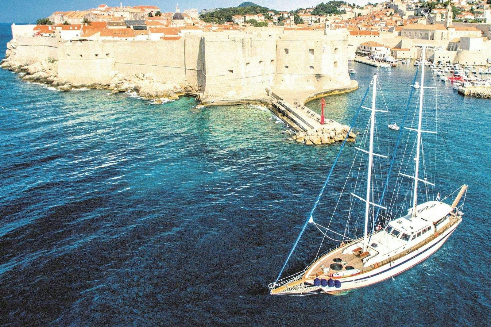 a boat in the water aboard FORTUNA Yacht for Charter
