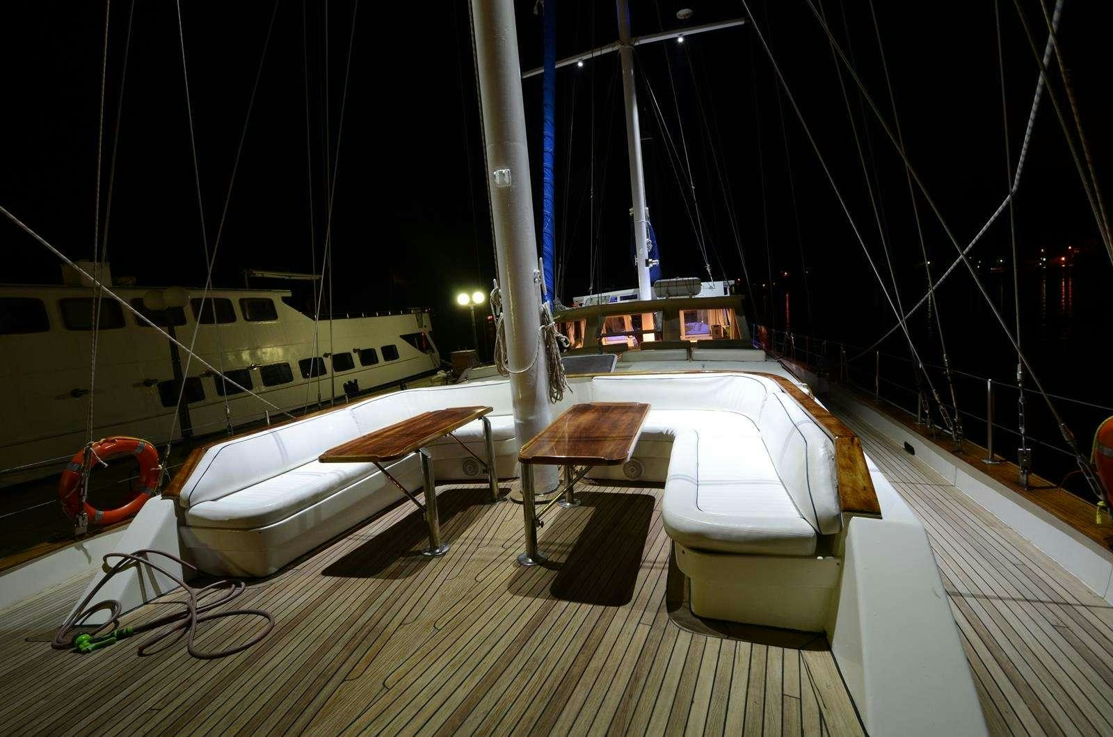 a boat on a deck aboard FORTUNA Yacht for Charter