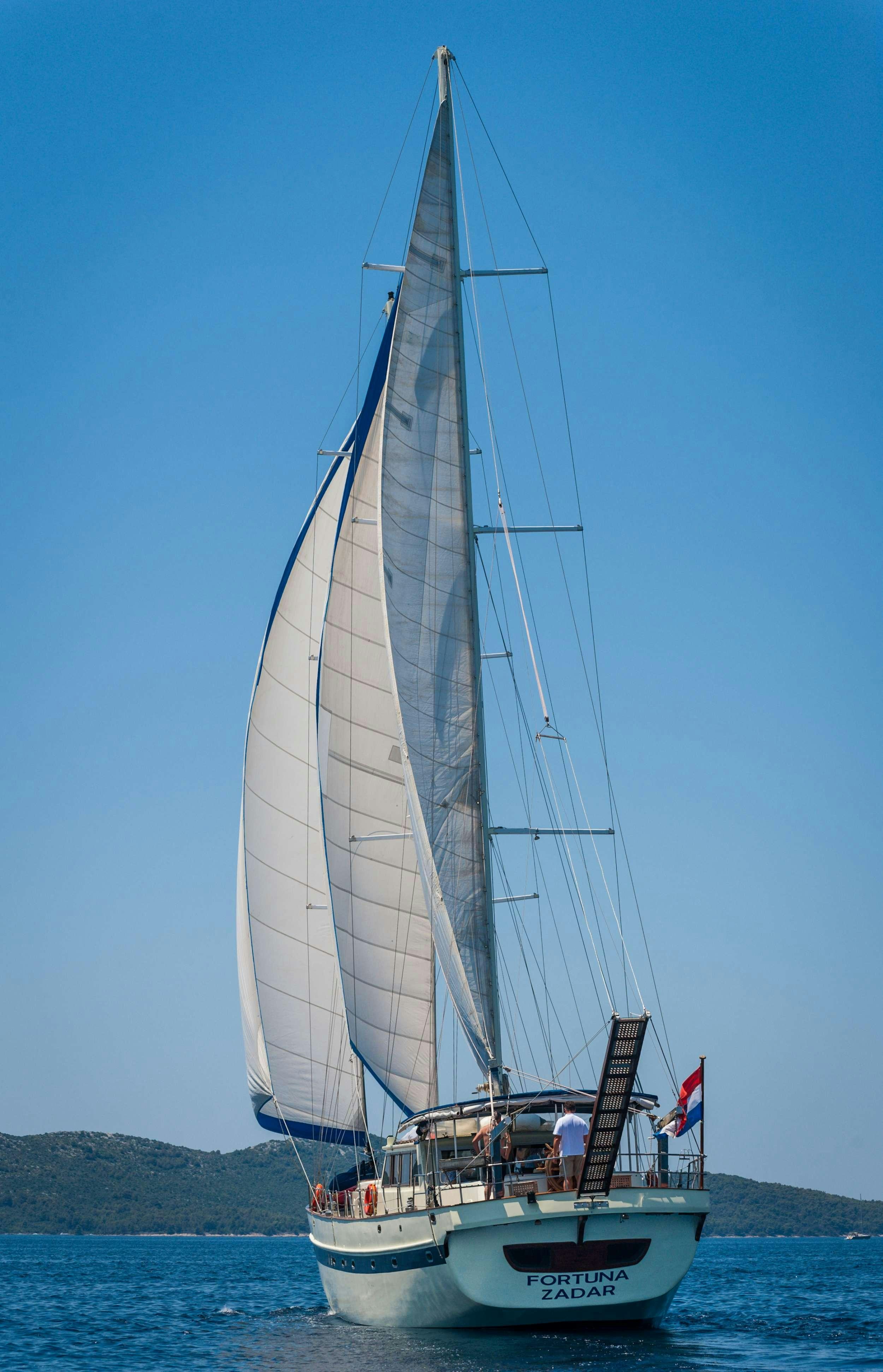 a sailboat on the water aboard FORTUNA Yacht for Charter