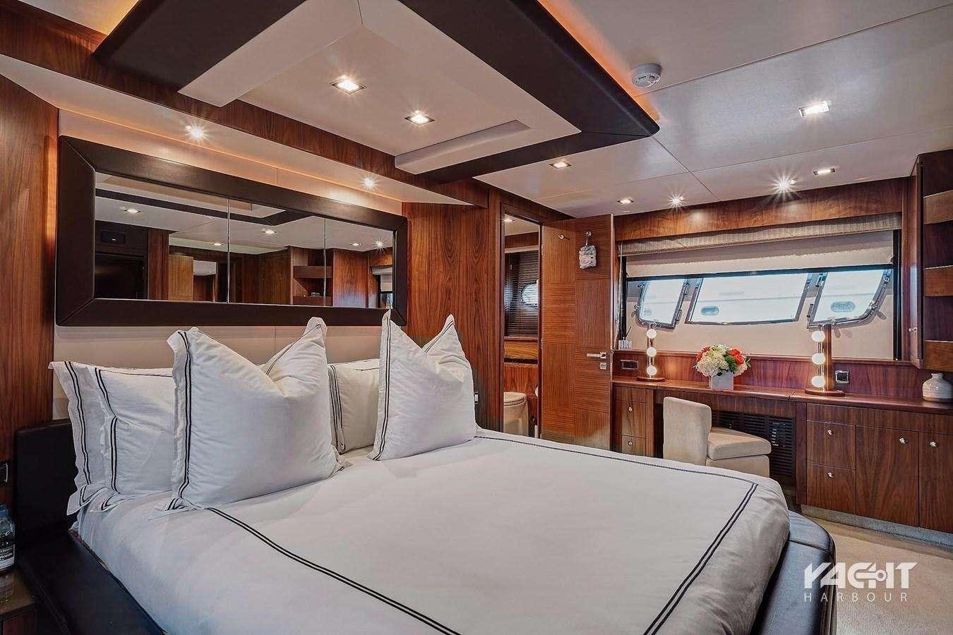 a bed in a room aboard SPLASHED OUT Yacht for Charter