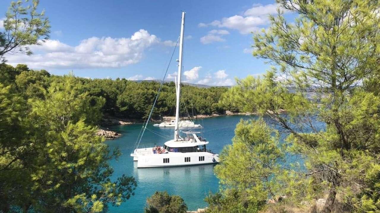 a boat on the water aboard TIRIL Yacht for Charter