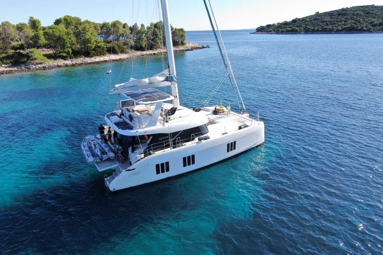 a boat on the water aboard TIRIL Yacht for Charter