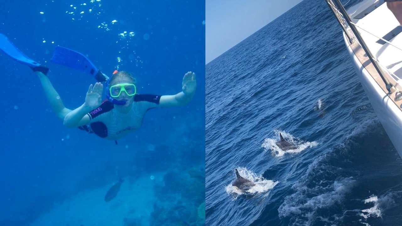 a person swimming in a pool aboard TIRIL Yacht for Charter
