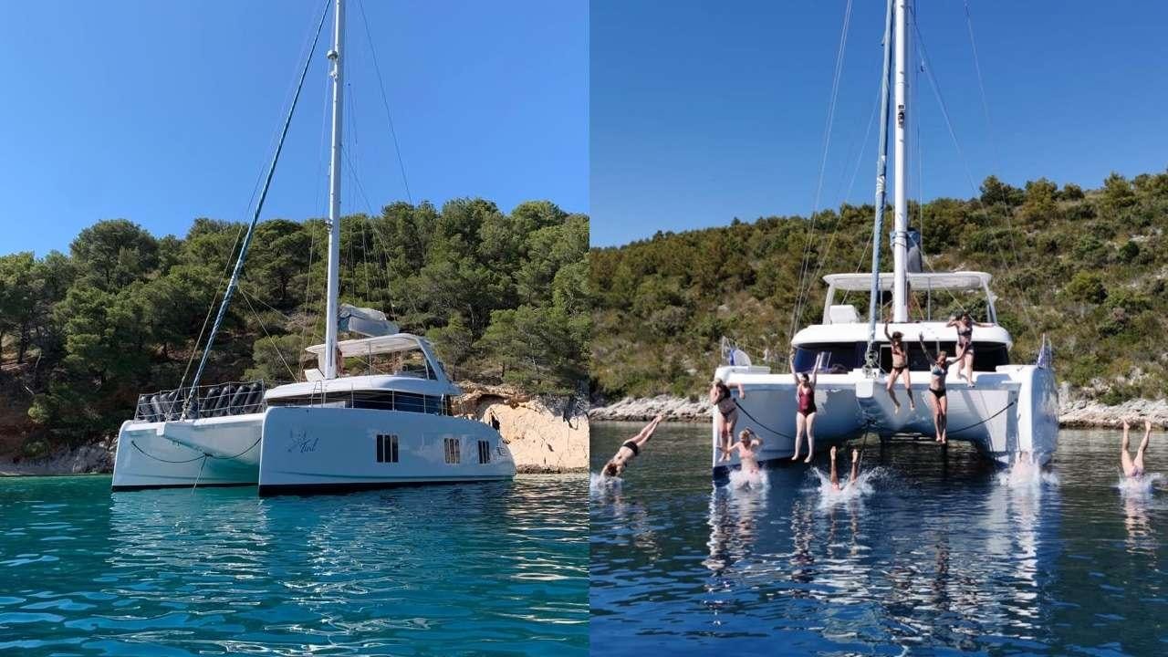 a group of boats in the water aboard TIRIL Yacht for Charter