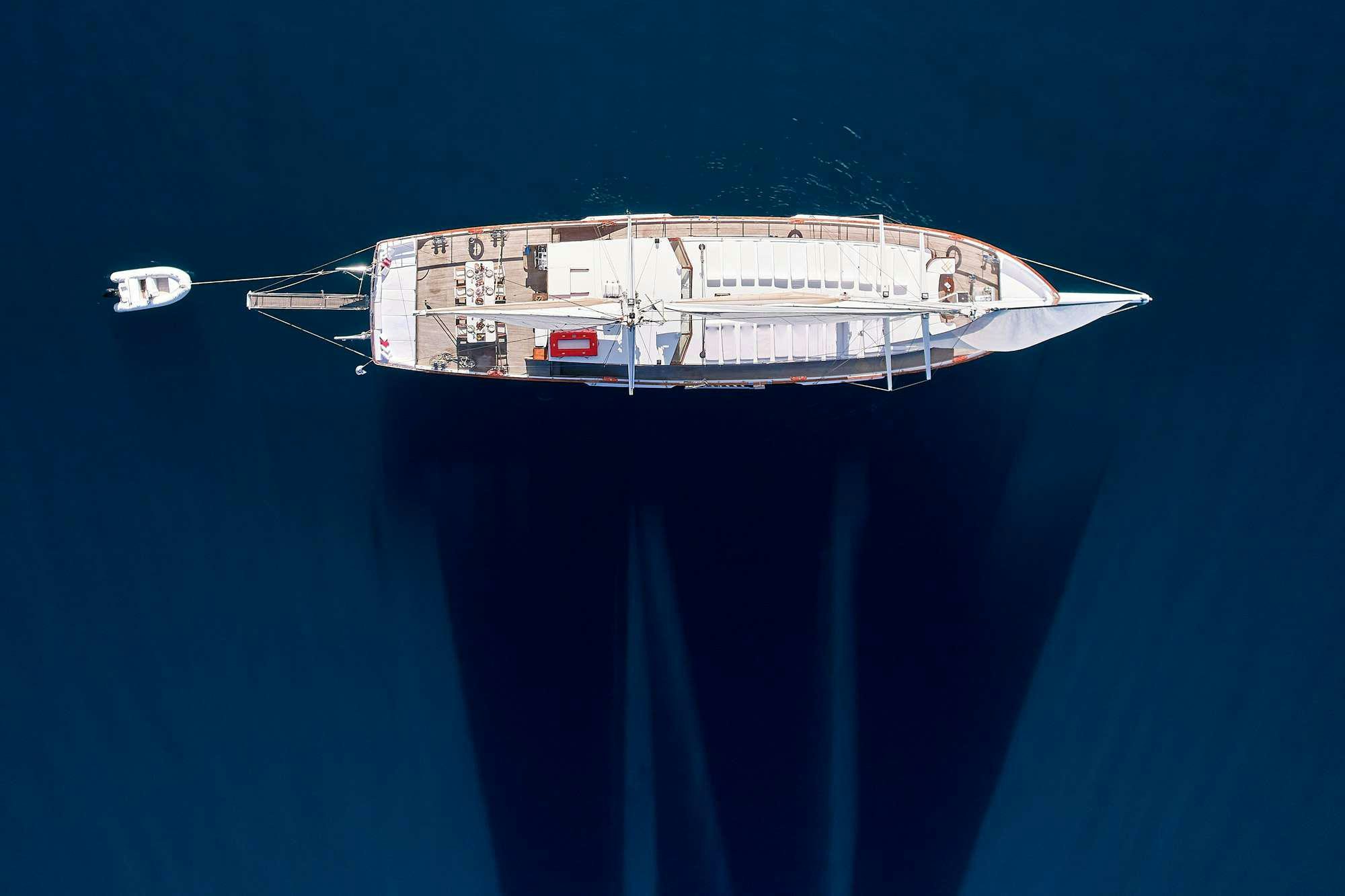 a space ship in the sky aboard WHITE PEARL Yacht for Charter