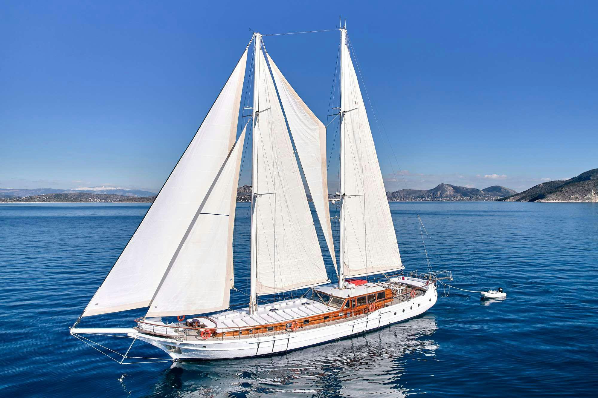 a sailboat on the water aboard WHITE PEARL Yacht for Charter