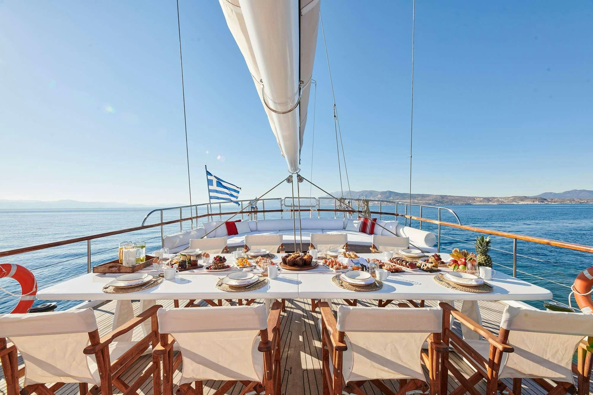 a boat on the water aboard WHITE PEARL Yacht for Charter
