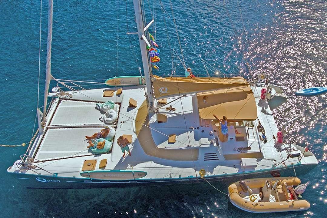 a boat on the water aboard QUEST Yacht for Charter