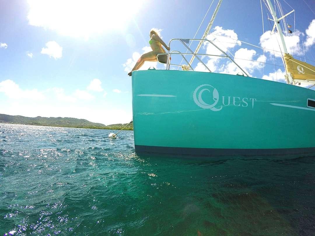 a person on a boat aboard QUEST Yacht for Charter