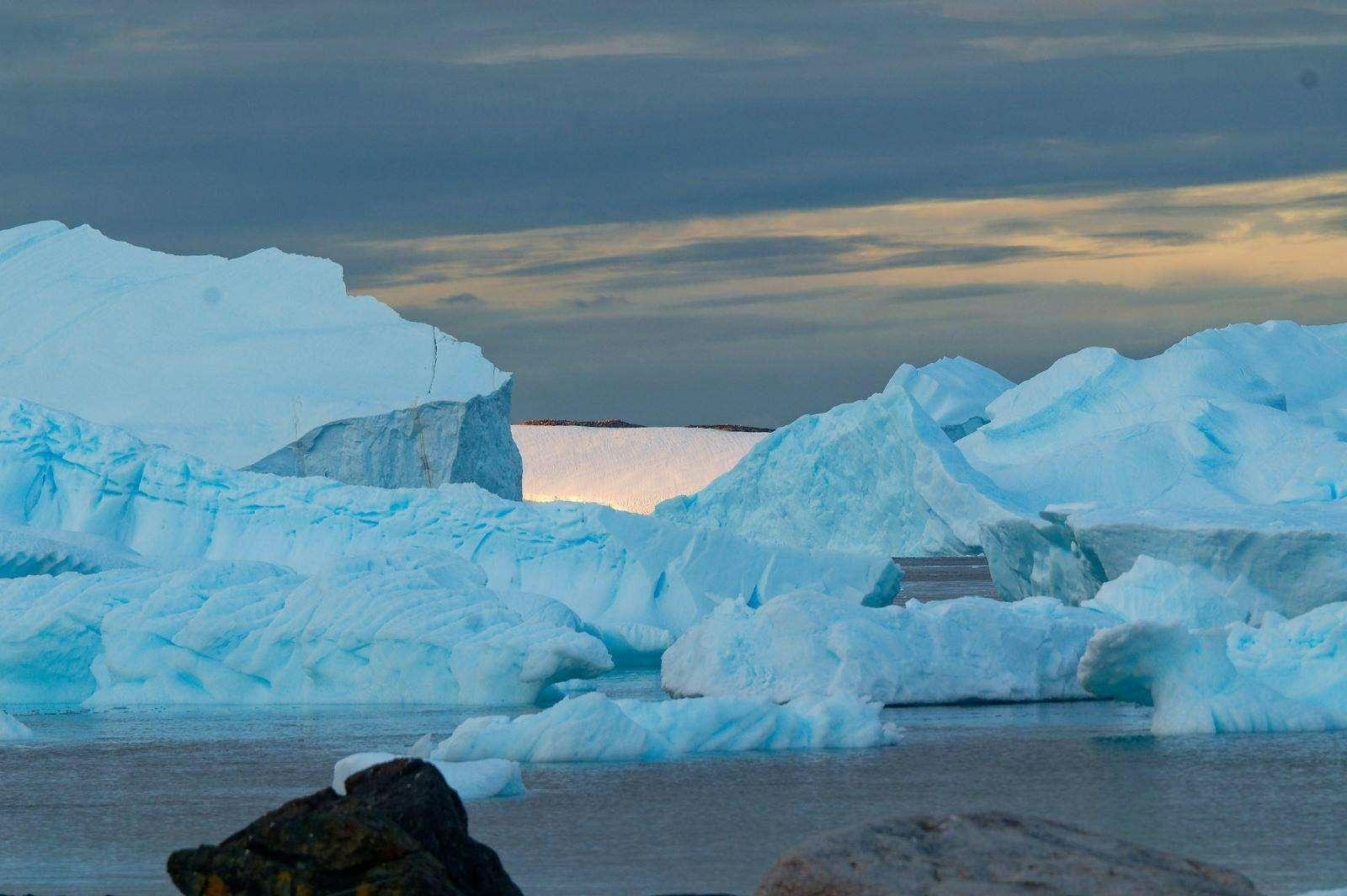 a glacier in the water aboard TANANA Yacht for Charter