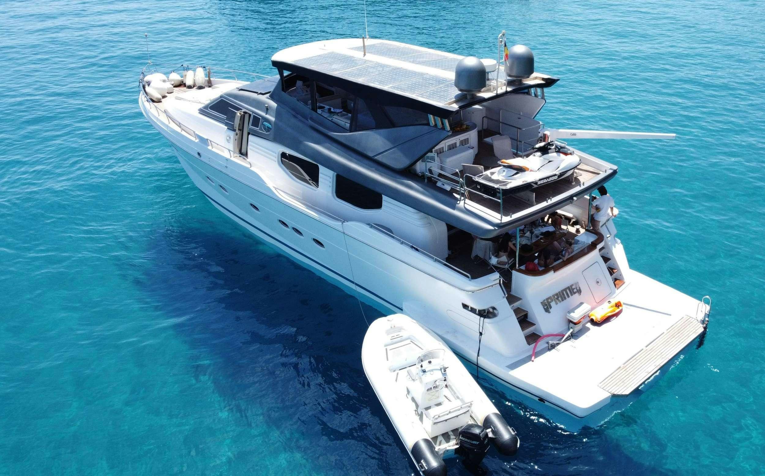 a boat on the water aboard PRIME Yacht for Charter