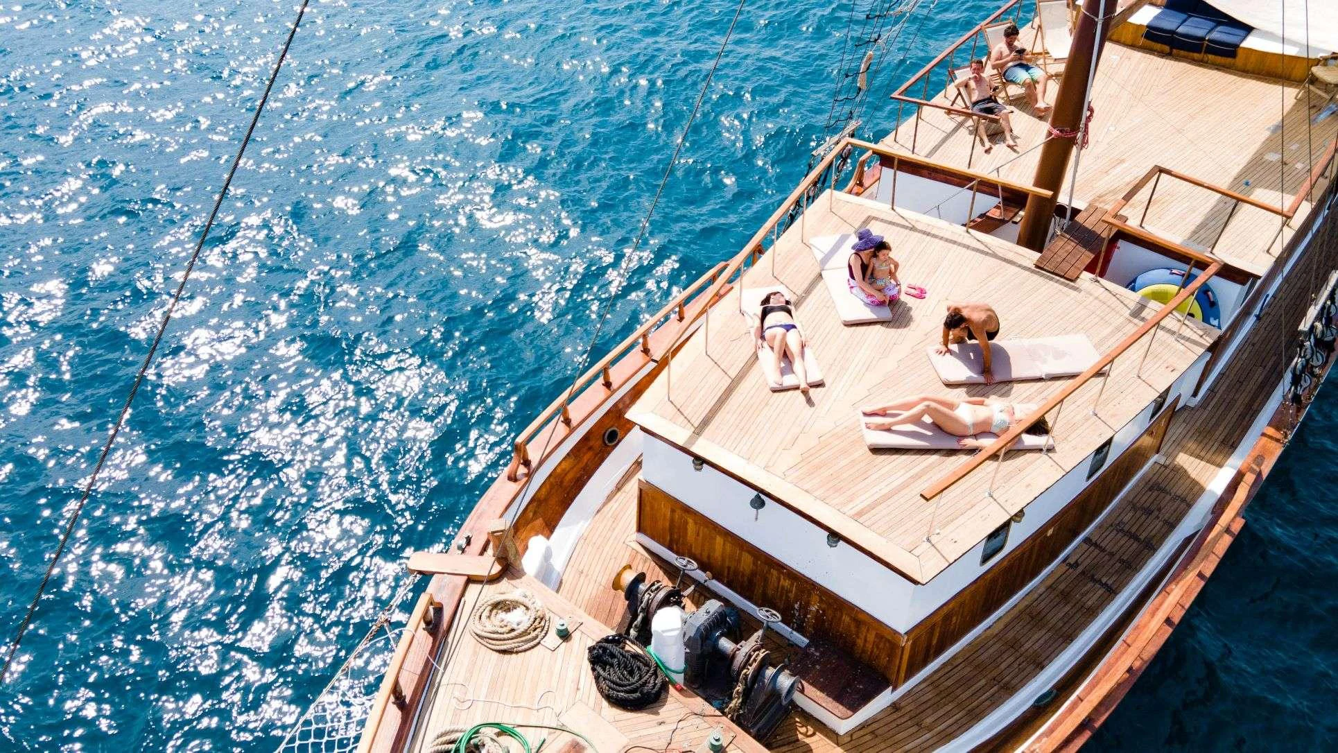 a group of people on a boat aboard AEGEOTISSA II Yacht for Charter