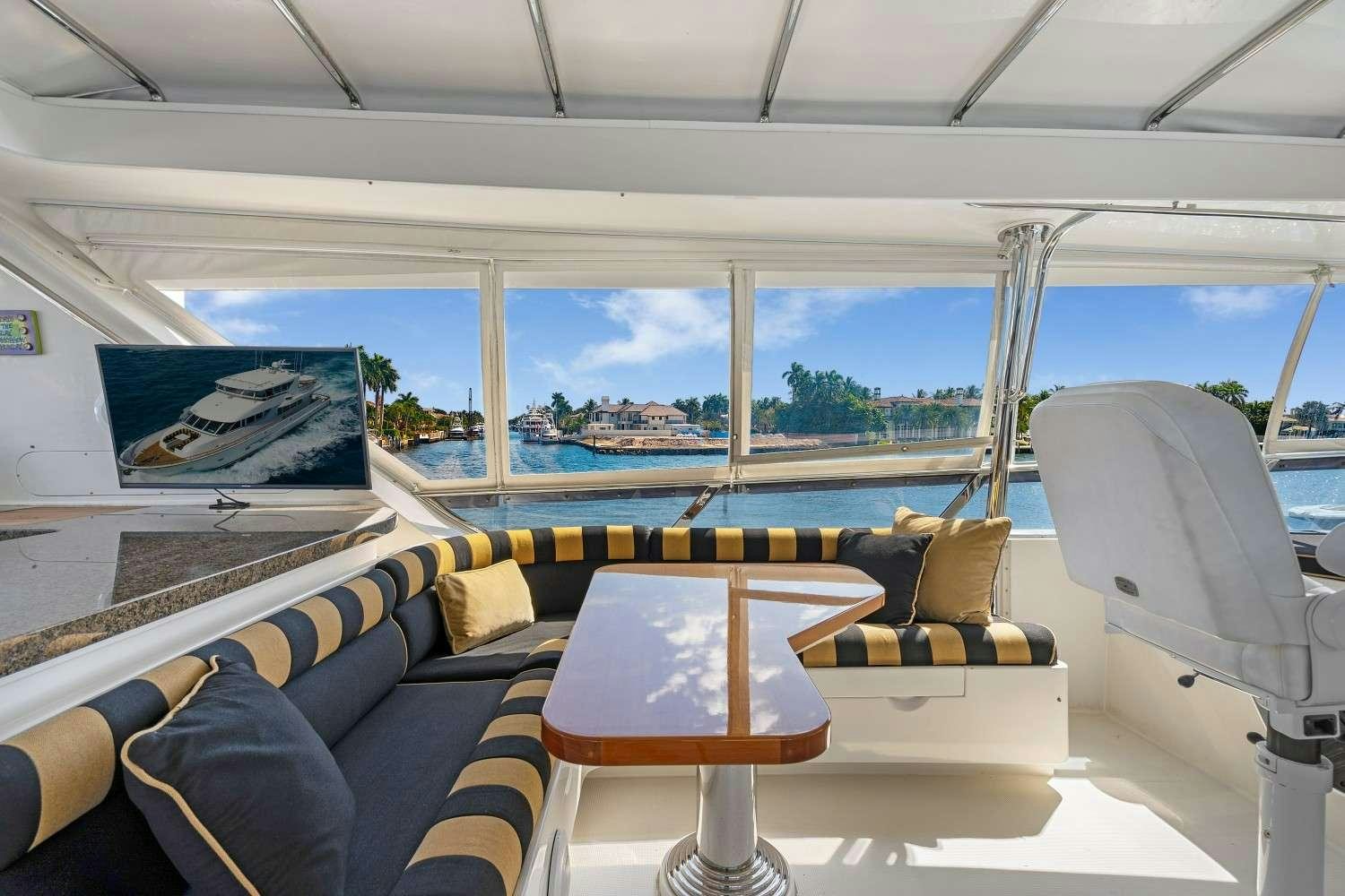 a room with a couch and a table and a window aboard SEAS TO SEE Yacht for Charter