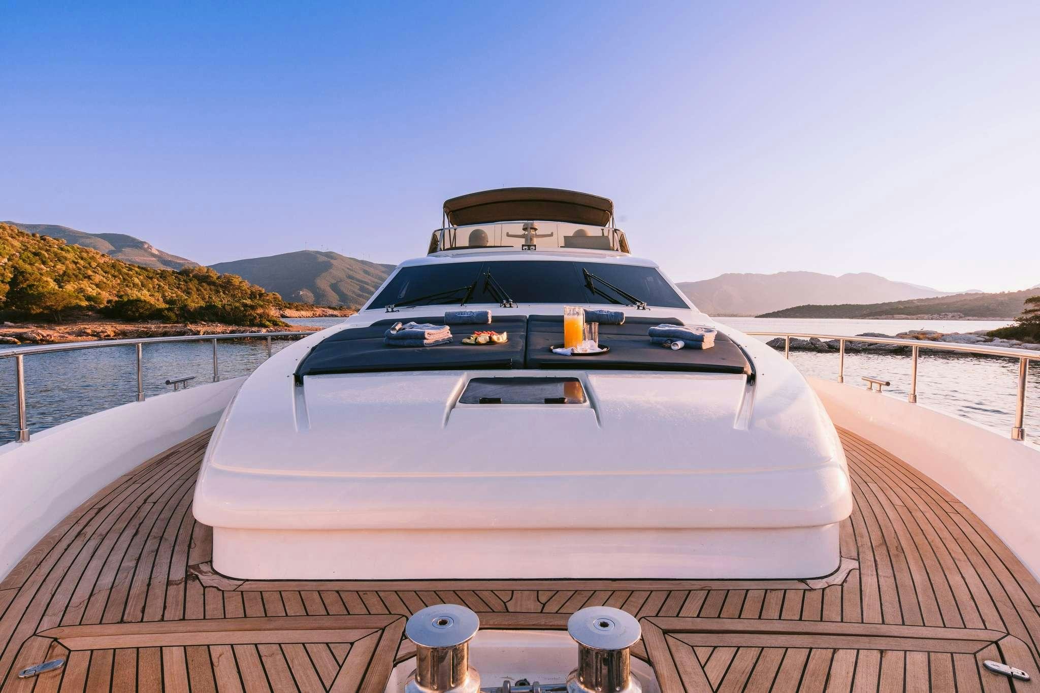 a luxury car on a bridge aboard OXYGEN 8 Yacht for Charter