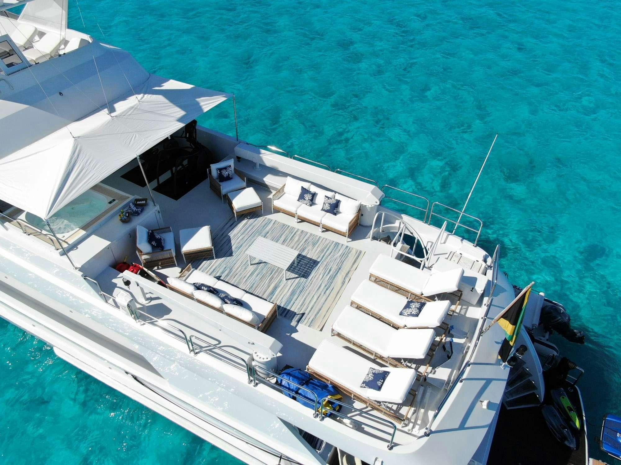 a high angle view of a boat aboard TOO SHALLOW Yacht for Charter
