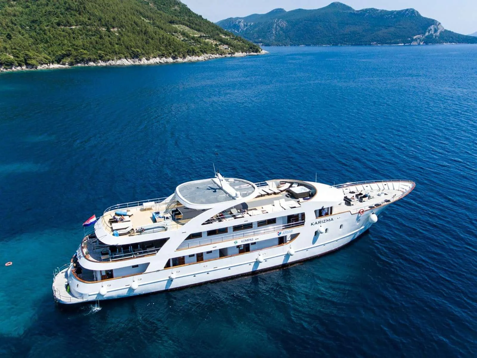 a boat in the water aboard KARIZMA Yacht for Charter